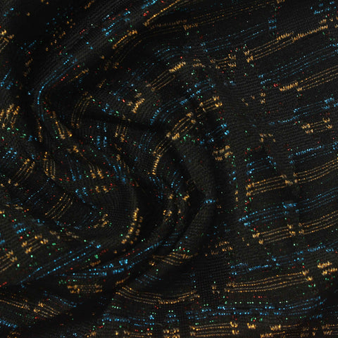 Gold Abstract Pointelle Knit, Polyester, 220 gsm