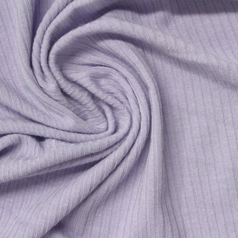 Polyester Viscose Stretch Rib Knit Fabric, 205 gsm, 143 cm — Purple