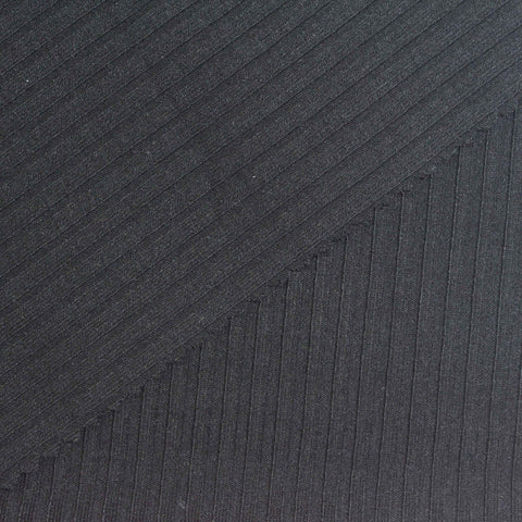 Polyester Viscose Stretch Rib Knit Fabric, 322 gsm, 138 cm — Grey