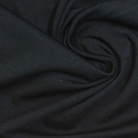 Viscose Nylon Blend Stretch Interlock Knit Fabric, 200 gsm, 160 cm — Black