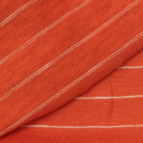 White Horizontal-Stripe Jersey Knit, Cotton-Poly