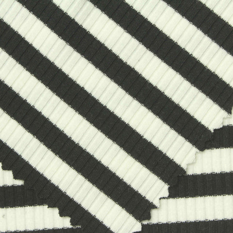 Black Horizontal-Stripe Rib Knit, Poly-Viscose, 270 gsm, 150 cm, ref EF-250722