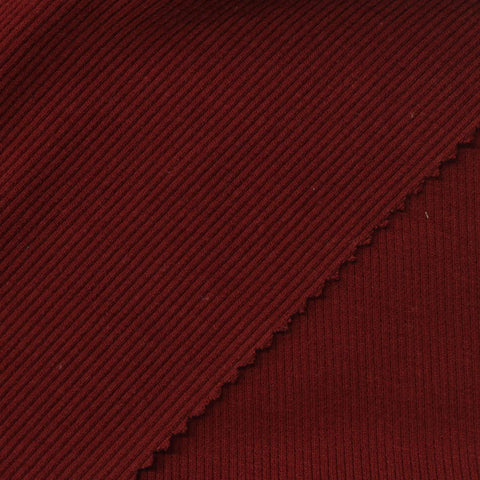 Cotton Polyester Stretch Rib Knit Fabric, 340 gsm, 120 cm — Red