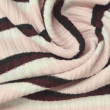 White Horizontal-Stripe Rib Knit, Poly-Viscose, 300 gsm — photo 1