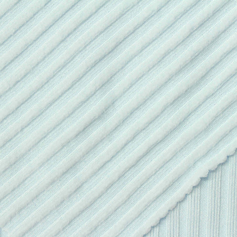 Brushed Polyester Stretch Rib Knit Fabric, 260 gsm, 155 cm — Blue