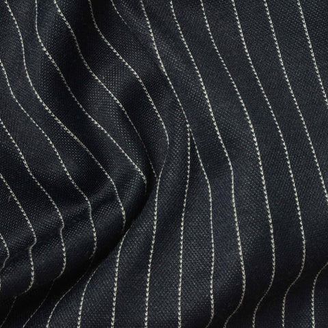 White Vertical-Stripe Interlock Knit, Poly-Viscose, 312 gsm