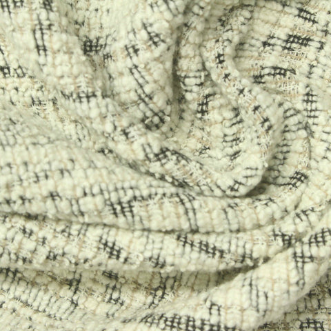 Dark Grey Abstract Bouclé, Cotton-Poly, 300 gsm