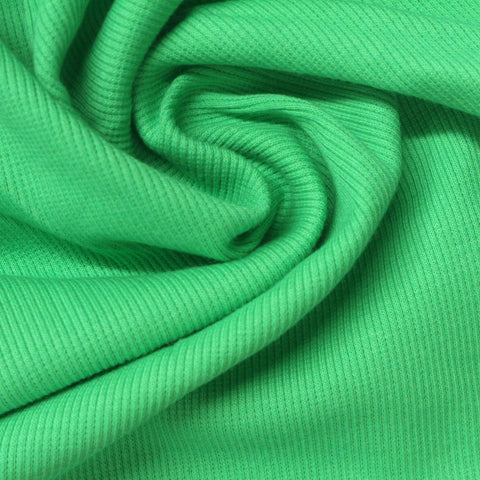 Cotton Stretch Rib Knit Fabric, 320 gsm, 115 cm — Green