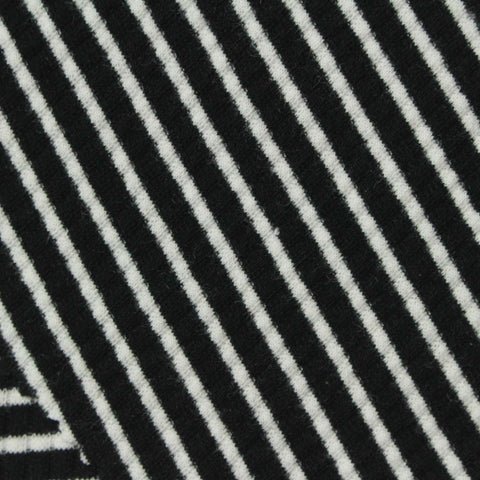 Black Horizontal-Stripe Rib Knit, Poly-Cotton, 270 gsm