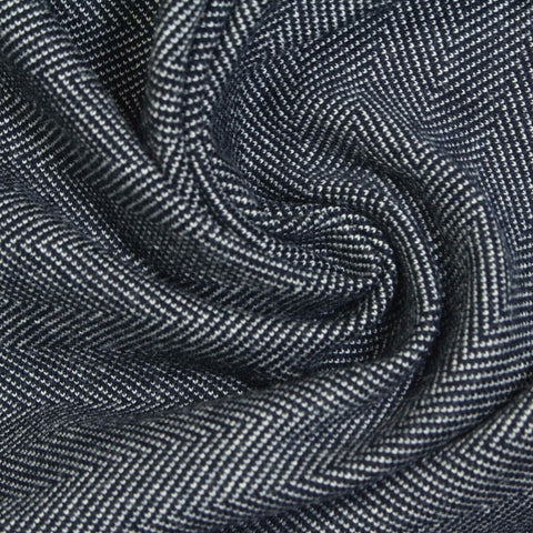 Dark Blue Herringbone Knit, Cotton
