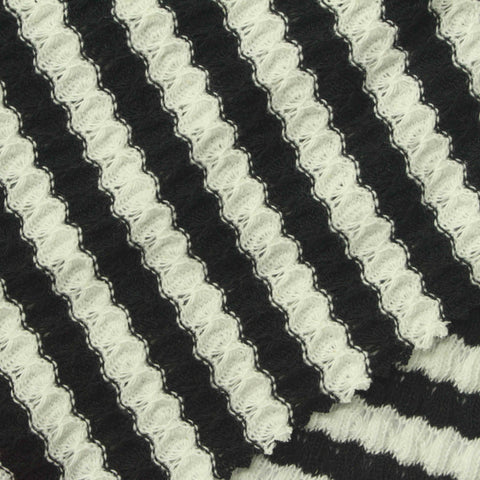 Black Horizontal-Stripe Jacquard, Cotton-Poly, 253 gsm