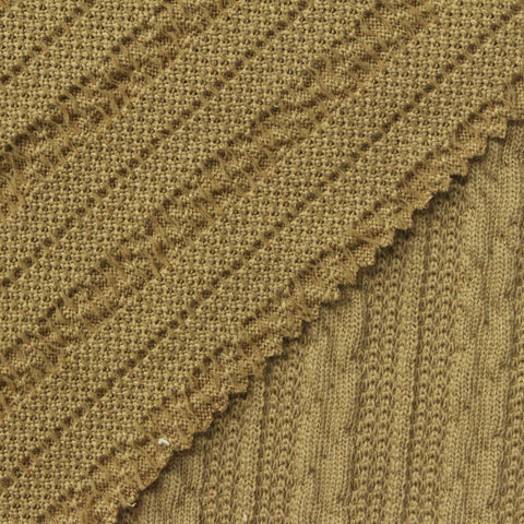 Jacquard Polyester Stretch Chunky Knit Fabric, 391 gsm, 155 cm — Khaki