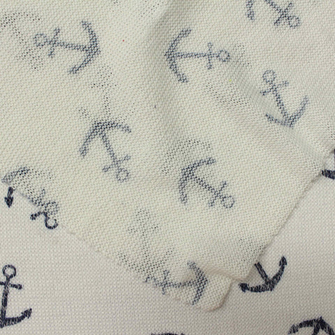 Navy Anchors Chunky Knit, Poly-Viscose, 120 gsm