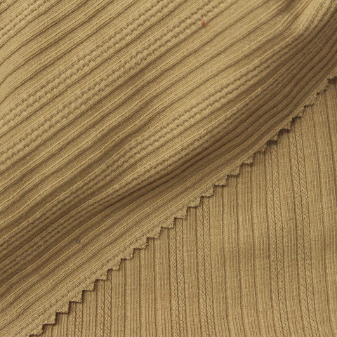 Cotton Stretch Rib Knit Fabric, 200 gsm — Khaki