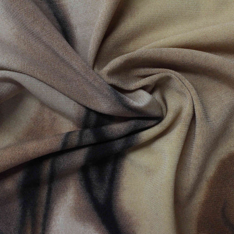 Printed Polyester Stretch Linen-Look Fabric, 215 gsm, 155 cm — Khaki