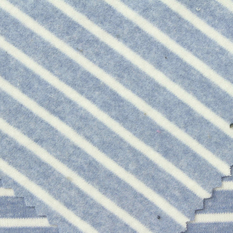 Blue Horizontal-Stripe Rib Knit, Poly-Cotton, 210 gsm