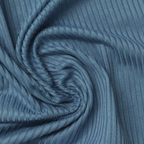 Polyester Stretch Rib Knit Fabric, 150 gsm, 140 cm — Blue