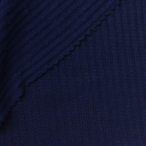 Navy Rib Knit, Poly-Viscose