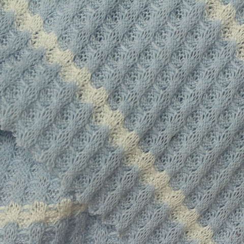 Light Blue Horizontal-Stripe Chunky Knit, Viscose-Poly
