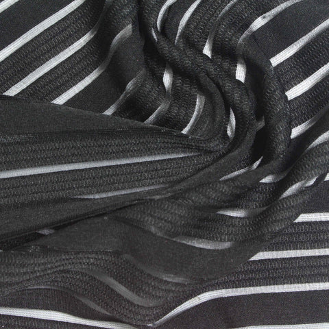 Black Horizontal-Stripe Jacquard, Polyester, 180 gsm