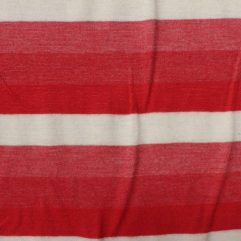 Red Horizontal-Stripe Jersey Knit, Poly-Viscose, 132 gsm