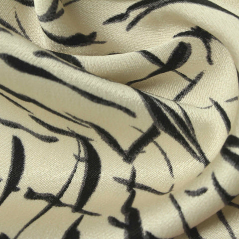 Black Brushstrokes Satin, Viscose