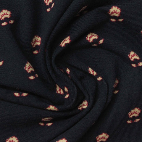 Cream Floral Jersey Knit, Cotton