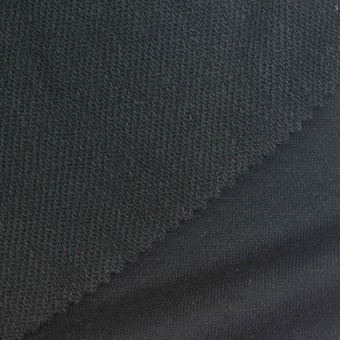 Cotton Polyester French Terry Fabric, 280 gsm, 170 cm — Black
