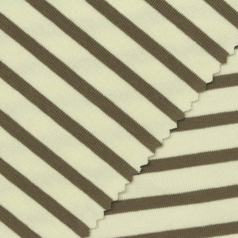 Cream Horizontal-Stripe Rib Knit, Viscose-Tencel Lyocell