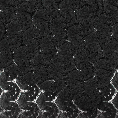 Black Openwork Lace, Polyester, 143 gsm