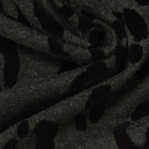 Black Leopard French Terry, Cotton-Poly