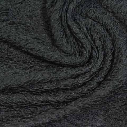 Polyester Stretch Crepe Fabric, 250 gsm — Black, ref EF-253316