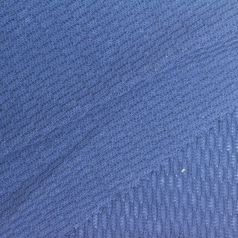 Blue Tone-on-Tone Leaf Birdseye Knit, Cotton-Poly