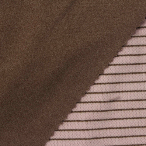 Brown Horizontal-Stripe Birdseye Knit, Polyester, 280 gsm