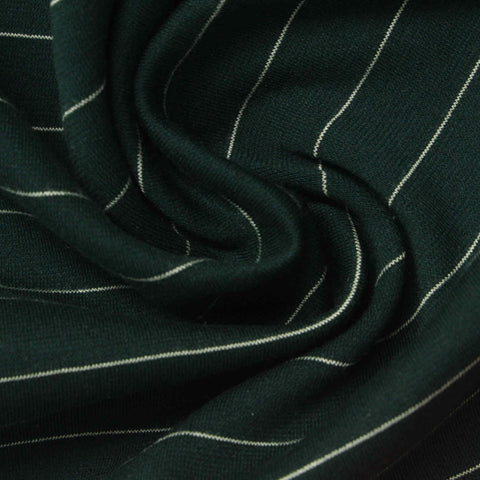 White Horizontal-Stripe Ponte Knit, Cotton-Poly, 300 gsm
