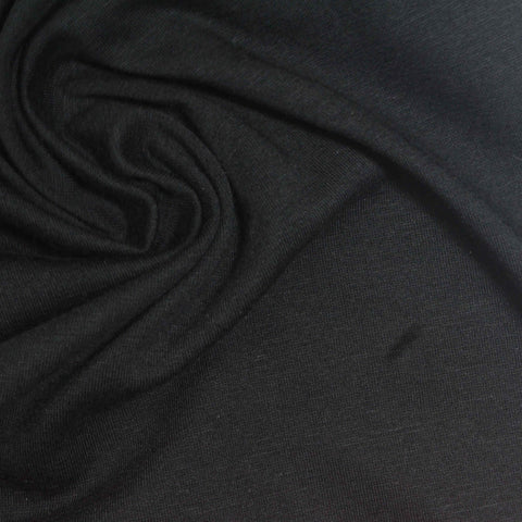 Cotton Modal Stretch Jersey Knit Fabric, 155 gsm, 165 cm — Black