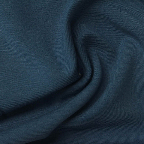 Striped Viscose Polyester Stretch Scuba Knit Fabric, 300 gsm, 160 cm — Navy