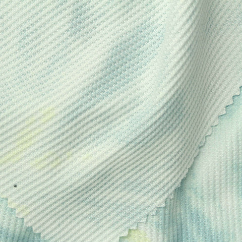 Light Blue Abstract Waffle Knit, Polyester