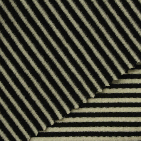 Black Horizontal-Stripe Rib Knit, Viscose-Acrylic