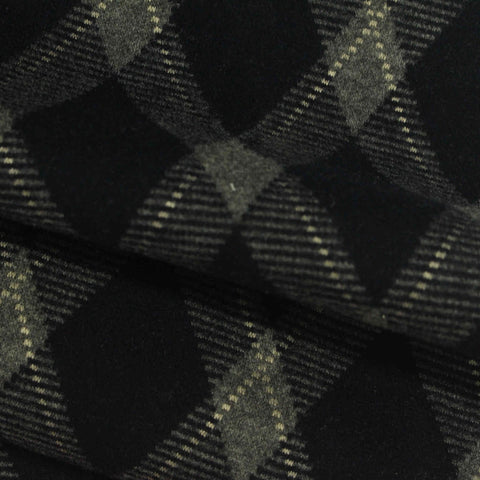 Black Argyle Interlock Knit, Poly-Viscose