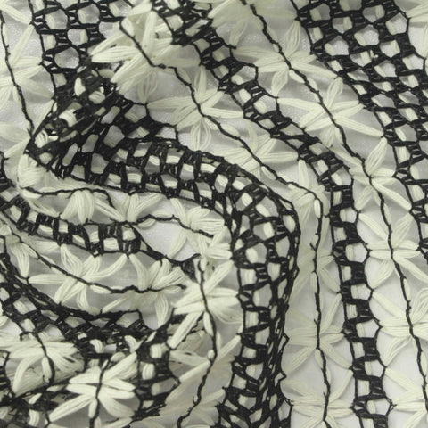 Black Vertical-Stripe Warp Knit, Poly-Cotton