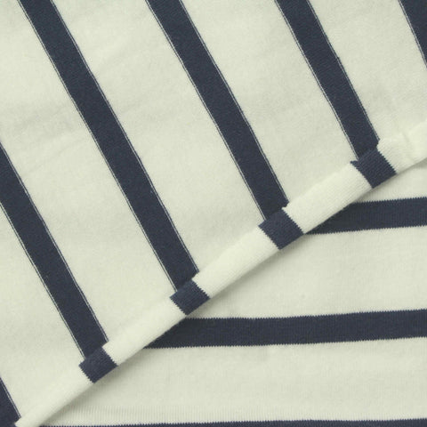 Navy Horizontal-Stripe Jersey Knit, Cotton, 170 gsm