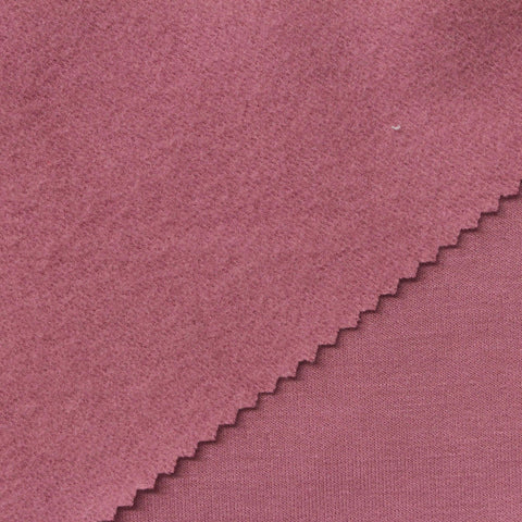Brushed Polyester Viscose Stretch French Terry Fabric, 250 gsm, 150 cm — Pink