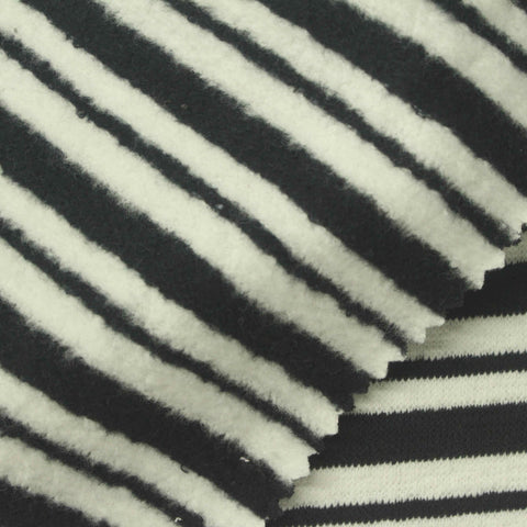 Black Horizontal-Stripe Fleece, Cotton