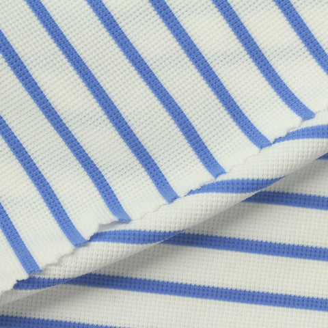 Blue Horizontal-Stripe Waffle Knit, Nylon