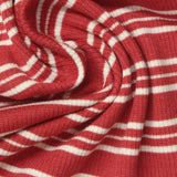 White Horizontal-Stripe Rib Knit, Poly-Viscose, 230 gsm — photo 1