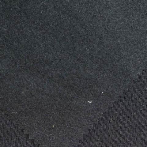Brushed 100% Polyester Jersey Knit Fabric, 244 gsm, 162 cm — Black