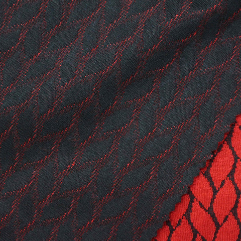 Red Leaf Jacquard, Poly-Viscose