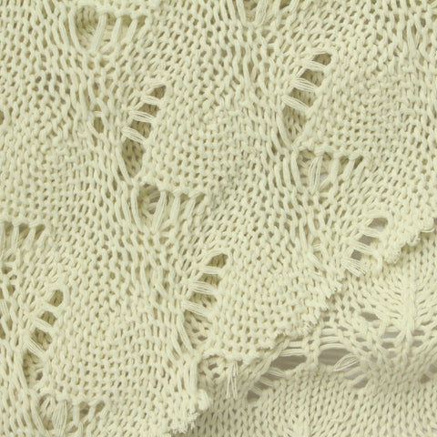 Cream Openwork-Leaf Chunky Knit, Poly-Cotton