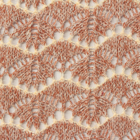Marled Orange Openwork-Leaf Chunky Knit, Polyester